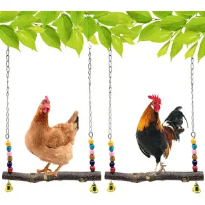 Chicken Bird Swing,Chicken Perch, Wooden Swing Toys, Stand for Chick,Safe and  of ,Chicken Coop Accessories,Coop Swing for Chicken Bird,Parrot,Hens (A)