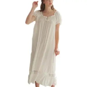 Womens' Cotton Nightgown Nightshirt Ladies Victorian Sleepwear Dress Gown Pajamas Lounger Loungewear Womenswear