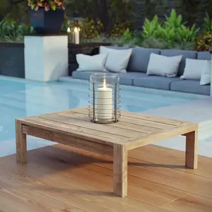 Modway Upland Outdoor Patio Wood Coffee Table in Natural