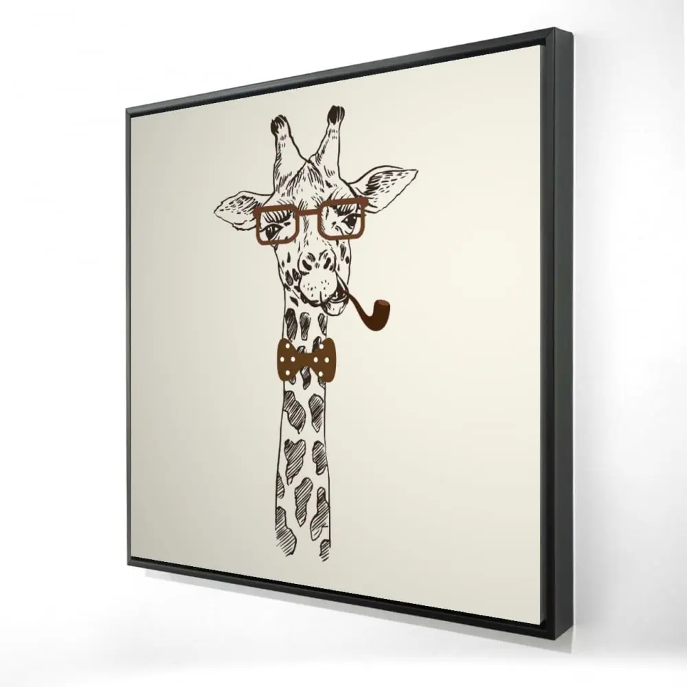 Begin Home Decor 2081-2424-AN59 24 x 24 in. Funny Giraffe with Pipe Canvas - Bedroom Animal Home Decor