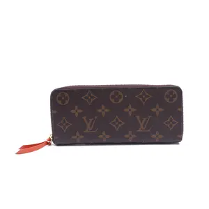 Pre-owned Louis Vuitton Coated Canvas Small Leather Goods Clemence Monogram Brown Wallet T10398481