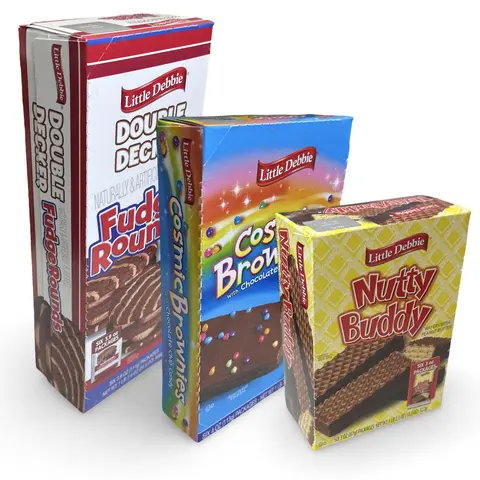 Little Debbie Mega Sized Cakes Combo Packs | Includes: Double Decker Fudge Rounds / Nutty Peanut Buddy Bars / Cosmic Chocolate Brownies | 18 Total