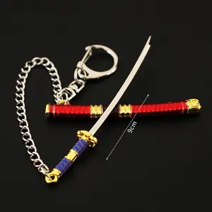 Zoro Sword Alloy Model Keychain Zoro Akasui Yonkou Tetsuji Mini Katana One Piece Metal Pendant Zoro Sword Alloy Model Keychain Zoro Akasui Yonkou Tetsuji Mini Katana One Piece Metal Pendant