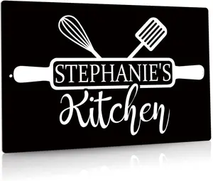 Personalized Kitchen Sign, Custom Name, Wall Decor for Home, Bar, Kitchen, Cafe, 12x8 Inches Aluminum Metal Sign