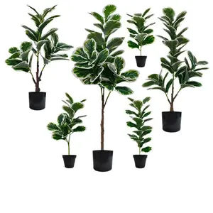 Artificial Fiddle Leaf Fig Tree - Realistic Faux Plant in Pot, Lifelike Fake Ficus Lyrata for Indoor Home Office Living Room Decor, Modern Silk Greenery Floor Plant