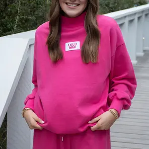 Lulu Mac Hot Pink Terry Cloth Long Sleeve Top