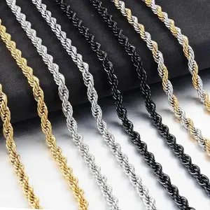 High Quality 2/3/4/5MM Classic Twisted Rope Chain Stainless Steel Necklace No Fade Fashion Jewelry Accessories For Men Women pure copper magnetic chain