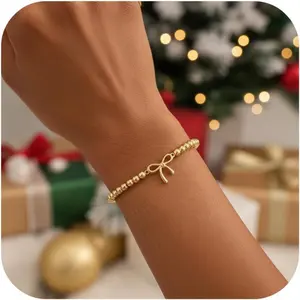 Stocking Stuffers for Women Beaded Stretch Handmade Ball Charm Bracelet Dainty Stackable Jewelry Christmas Gifts for Her