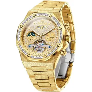 Brand OLEVS Automatic Mens Watches Self Winding Mechanical Business Diamond Luxury Dress Stainless Steel Waterproof Luminous Wrist Watch