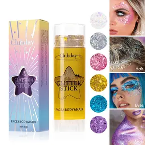 6 Color Chameleon Glitter Gel Sticks for Eyes Lips Hair Nails, Shimmering Body Glitter, Portable Holographic Makeup Brushes, Festival Party Accessories, 100g Net Weight