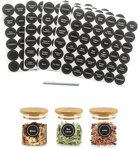 180 Spice Jar Labels - Chalkboard Stickers, Preprinted and Blank - Round and Erasable for Spice Containers
