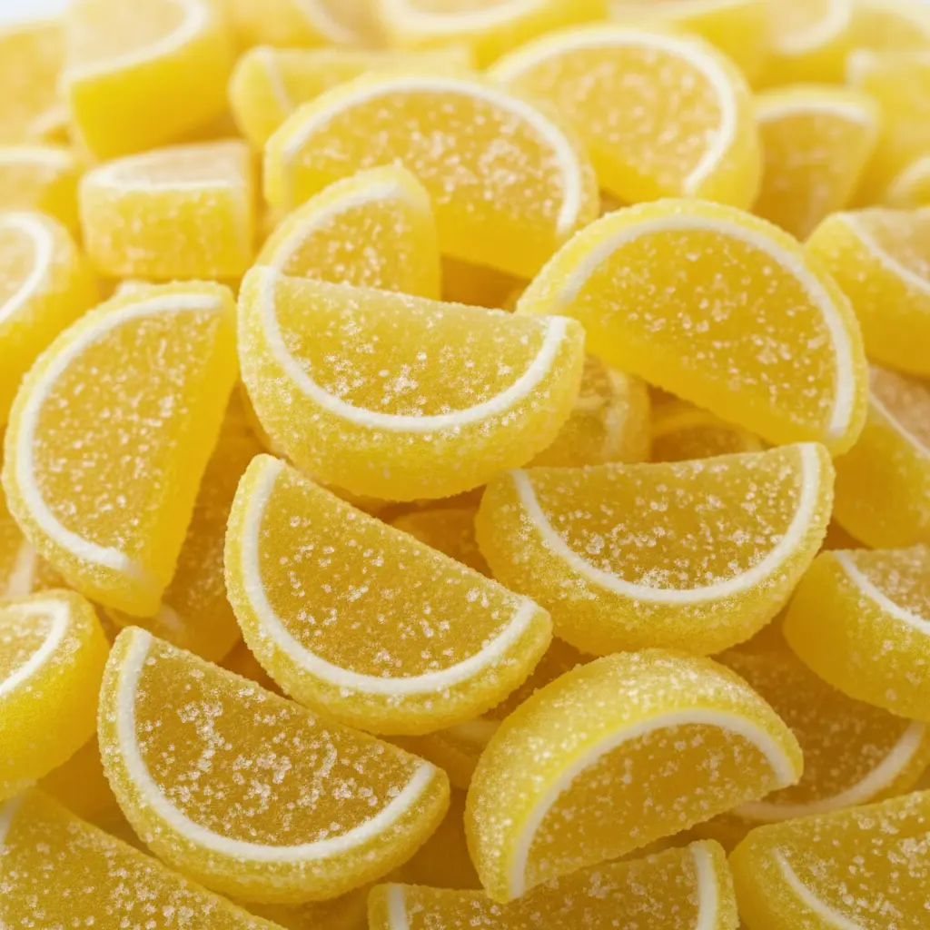 Lemon Fruit Slices Candy Soft Chewy Sugar Coated Fruity Gummies