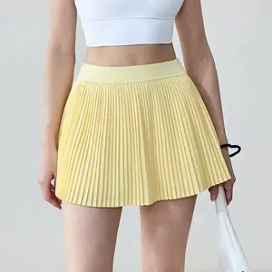 Pleated Tennis Skort With Build in Shorts With Pocket, Chic Solid Color Skort for Tennis, Yoga, Golf, Running or gym, Breathable and Lightweight, Quick dry, High Waistband Skirt