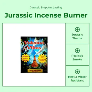 Volcano Vibes Jurassic Themed Incense Burner Heat & Water Resistant Resincrete Erupts Smoke Works with Stick & Cone Incense Includes 10 Dragon's Blood Cones Smart Fragrance Diffuser