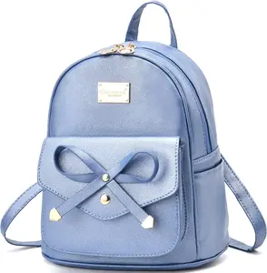 Girls Bowknot Cute Leather Backpack Mini Backpack Purse for Women