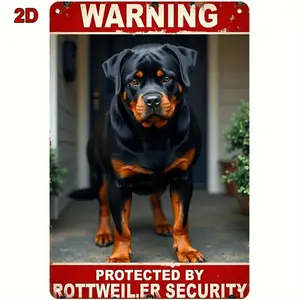 Vintage Rottweiler Security Sign with Heavy Duty Metal Construction Bold Red and White Design Perfect for Indoor and Outdoor Use Ideal Gift for Rottweiler Enthusiasts