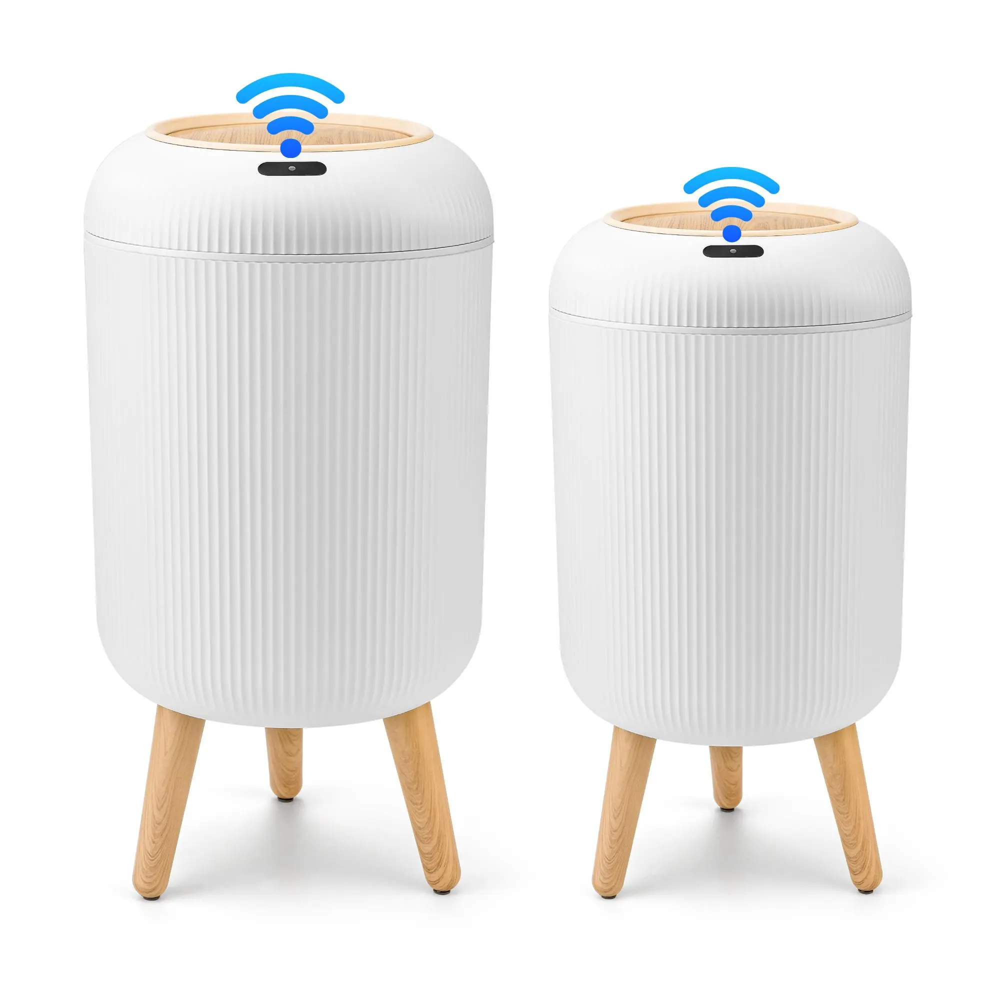 Pukomc Modern ABS Smart Motion Sensor Trash Can - Waterproof, Automatic Opening, Space-Saving, Eco-Friendly, Multifunctional Nordic Style Household Bathroom Bin for Home-Office Use