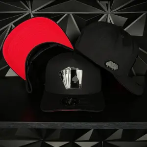 Poker plate SnapBack hat-black/red