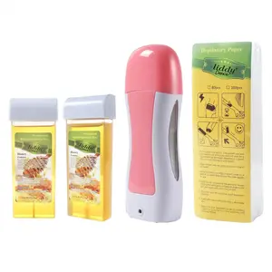 Roll on Wax Kit for Hair Removal Rose Soft Wax Roller Kit for Women Men Waxing with 100 Wax Strips 10 Pre Clean Wipes and 20 After Oil Bag Depilatory Roll On Wax Warmer for Sensitive Skin at Home