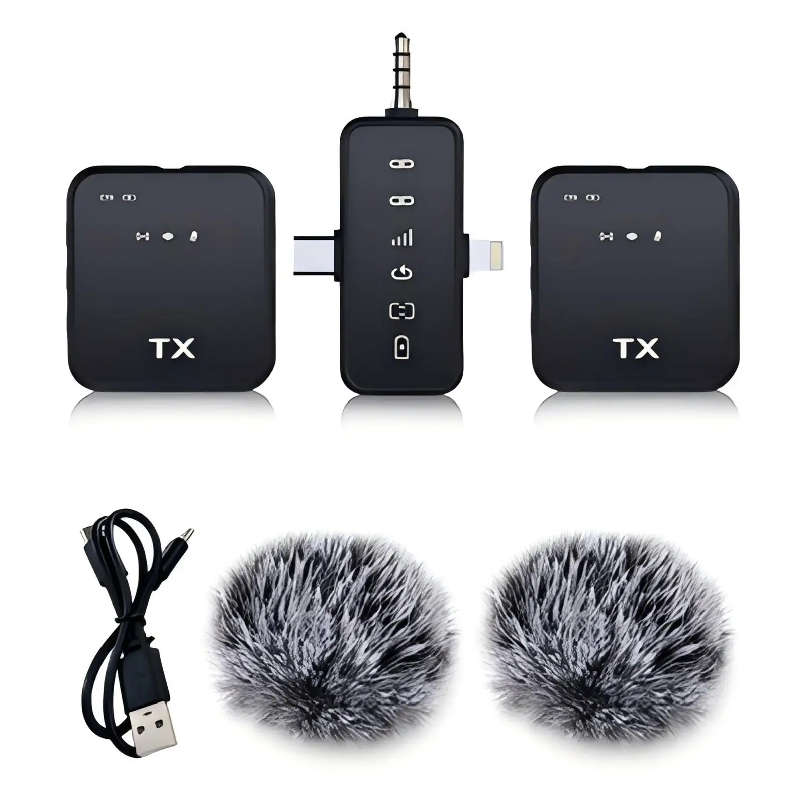 PQRQP 3 in 1 Wireless Lavalier Microphones for iPhone, iPad, Android, Camera, US...