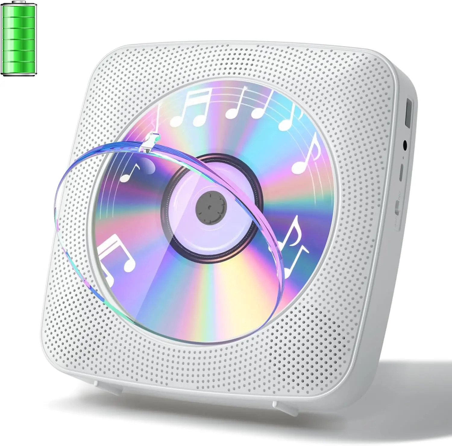 CD Player Portable with  Wall Mountable, CD Music  Operated Players for  with Speakers 1800mAh Rechargeable LCD Screen Display FM Radio USB AUX Jack Remote Control