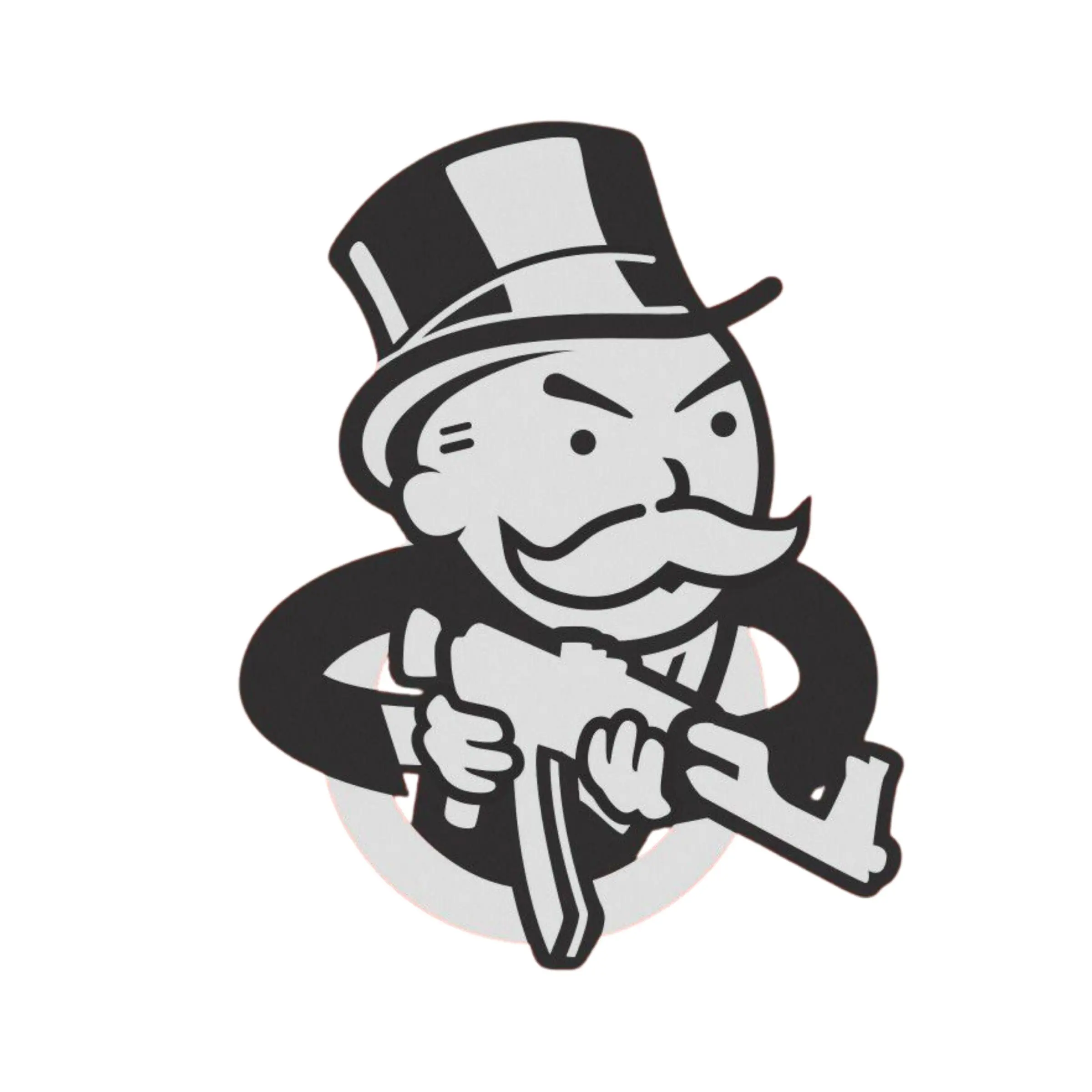Gangster Board Game Character Sticker, Tactical Man with Firearm Vinyl Decal, Edgy Streetwear Style Laptop & Water Bottle Sticker