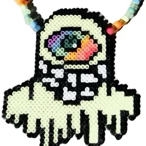 Alien Drip Cyclops Necklaces Glow-in-the-Dark & Neon Kandi-Style Fuse Bead Art with Colorful Beads and Unique Design Slime Glow Green Option