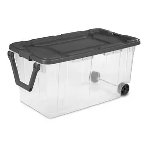 160 Qt. Wheeled Storage Box - Ideal for Camping Gear, Sporting Equipment, and More - Flat Gray - Organiser