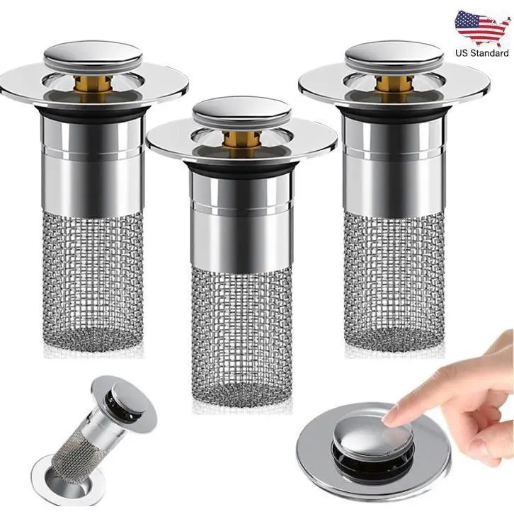 Stainless Steel Removable Mesh Bathroom Sink Drain Filter Hair Catcher Basket, Fits 0.8-1.3 Inch Drains for Hair and Soap Scum