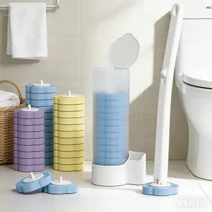 Disposable Toilet Wand Set with Scented Lavender, Ocean, Lemon Tablets, Flower-Enhanced Multi-Layer Cleaner Replacement Heads for Deep Bathroom Cleaning & Hygienic Upkeep