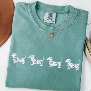 Comfort Colors Dachshund T-shirt, Blue Toile Dachshund Tee, Dog Mom Gift, Dachshund T-shirt, Cute Doxie Tee, Wiener Dog, Dachshund Top