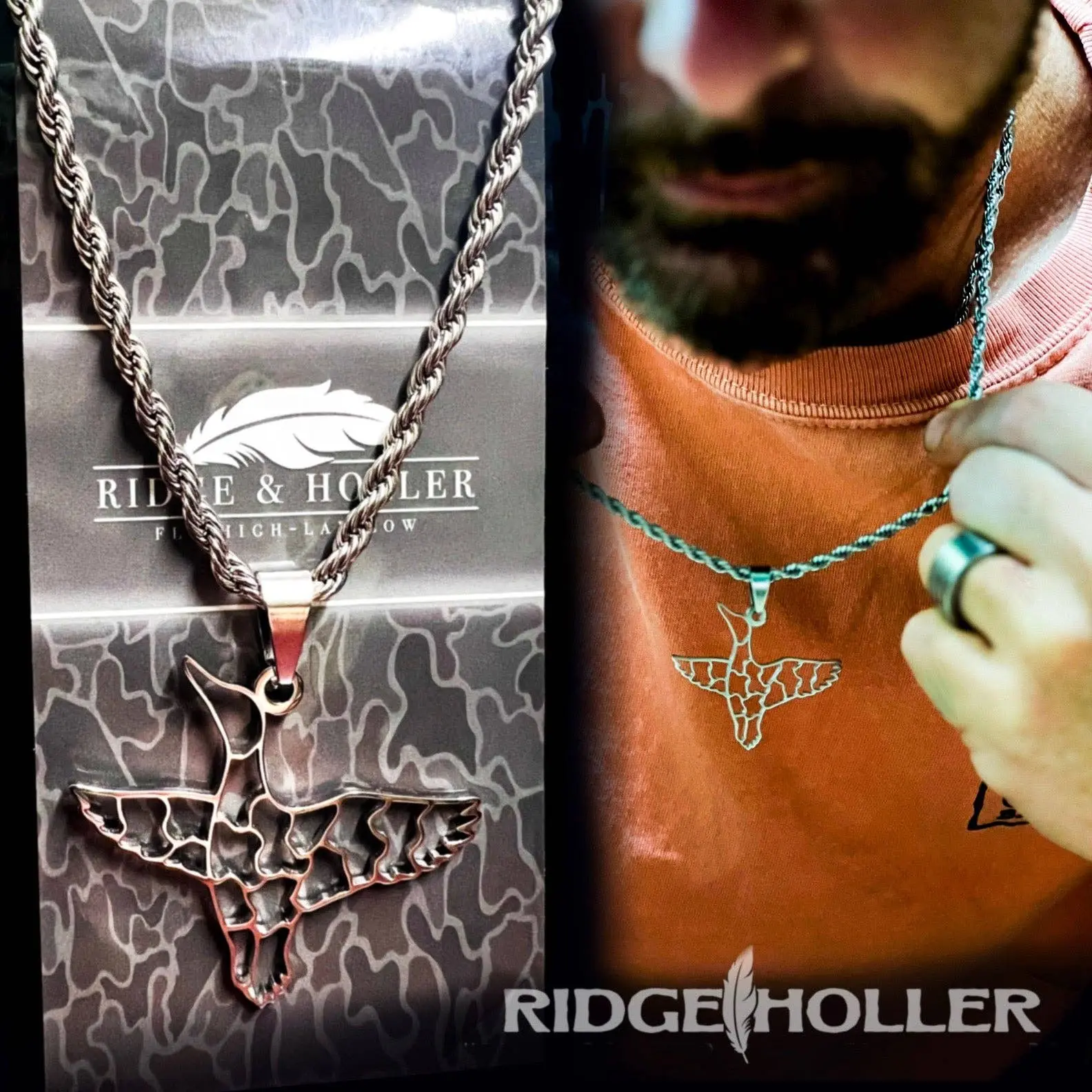 Camo Duck- Stainless Steel Necklace and Pendant 