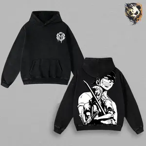 Roronoa Zoro One Piece Washed Anime Tee – Manga Shirt, King of Hell Swordsman Graphic T-Shirt, Heavyweight Oversized Streetwear, Gift for Anime Fans