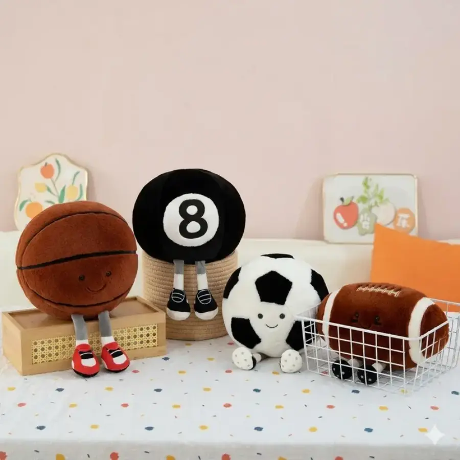 13.7inch Football Plush Toys Soft Stuffed Sports Plush Balls Cute Fun American Soccer Doll Toys with feet Creative Football Spherical Decor Throw Pillow for Christmas Kids Gift (Football)