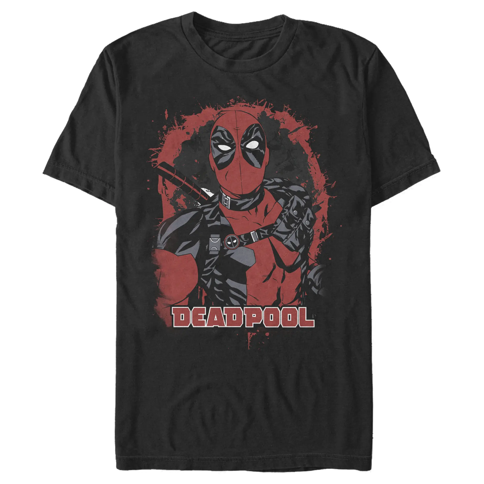 Men's Marvel Deadpool Leather Paint T-Shirt