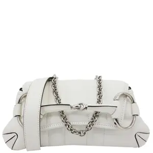 Pre-owned Leather Shoulder Bags Gucci Horsebit Quilted Lambskin Chain Shoulder Bag White 764339