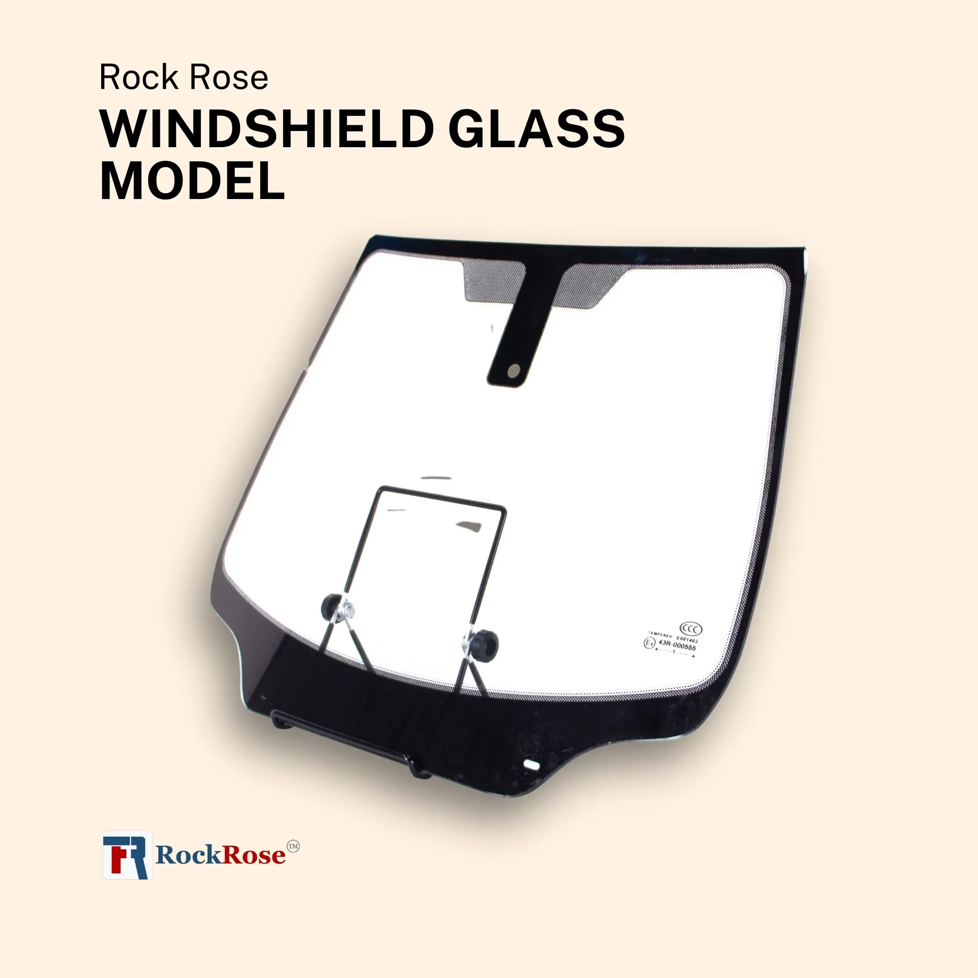 RockRose Clear Windshield Glass Model for Automotive - Impact-Resistant Glass Material, Lightweight Design for Display