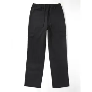 Men's Solid Cargo Chef Pants, Drawstring Long Trousers with Multi-pocket for Kitchen Baking Chef Works In RestaurantGift
