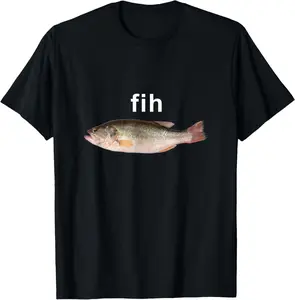 100% Cotton Unisex “Fih” Funny Misspelled Fish Meme, Simple Humor T-Shirt