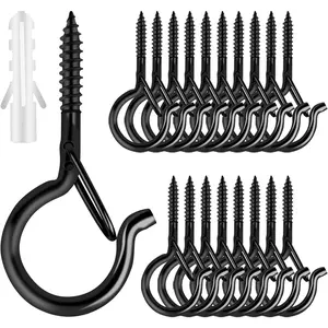 25 PCS Screw-in Hooks for Outdoor String Lights, Swivel Hanging Hooks for Hanging Basket Patio Light, With Safe Buckle Screw-in Planter Eye Hook for Wall Ceiling