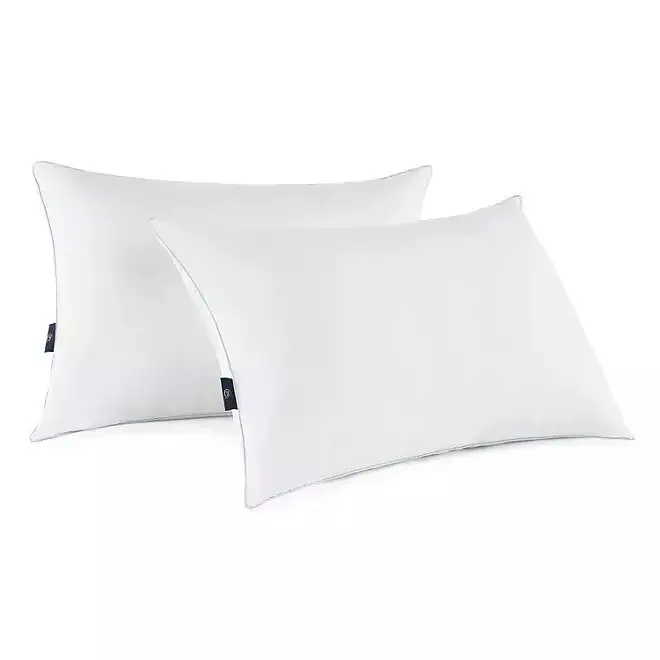 2-Pack Queen Size Pillows for Sleeping Set (20x30 in) - Durable, Ergonomic, Anti-Allergic, Breathable Microfibre Cotton, Soft, Warm, Wrinkle-Resistant Flat Weave Down-Alternative Filled for Side/Back Sleepers, Machine Washable