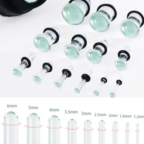vanku 10pcs/18pcs Glass Ear Gauges, Ear Gauge Tunnels Stretching Kit, Short Taper Design Expander, Comfy Fit Dead Stretching Plugs with Rubber Rings, Multiple Sizes