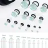 vanku 10pcs/18pcs Glass Ear Gauges, Ear Gauge Tunnels Stretching Kit, Short Taper Design Expander, Comfy Fit Dead Stretching Plugs with Rubber Rings, Multiple Sizes