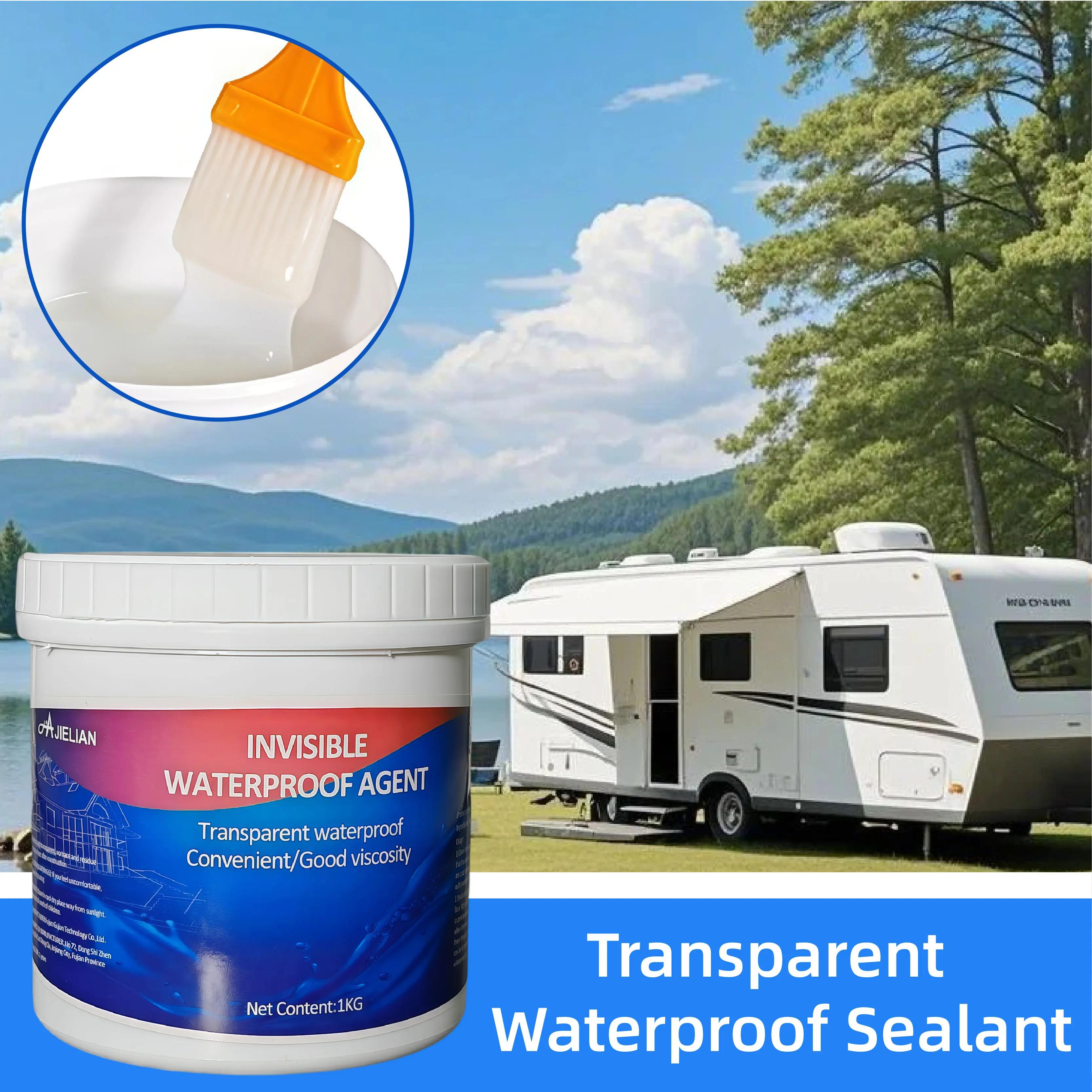 1KG (35oz, 350z) Transparent Invisible Waterproof Sealant - Premium Good Viscosity Convenient Size Easy-Apply Adhesive, Leak Repair Waterproofer for Home Cracks, Surface Seals (Indoor/Outdoor Repair Tool)