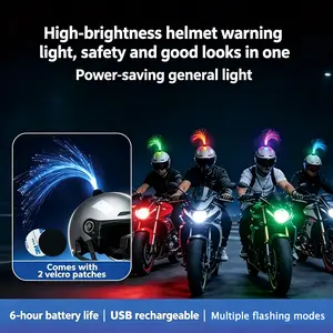 Cool fiber optic helmet Mohawk light, USB rechargeable luminous light, 7 flashing modes, waterproof LED light for cars, motorcycles, bicycles, parties, Halloween, with easy to install magic tape
