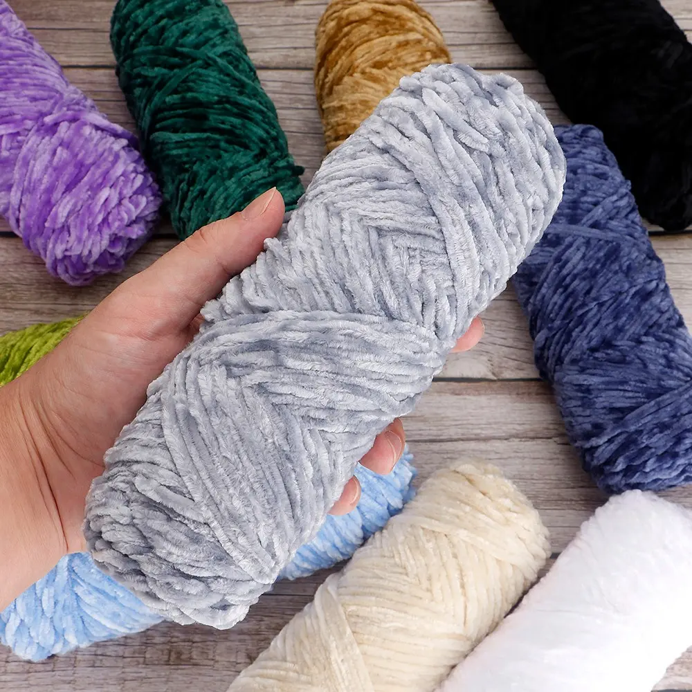 2-Pack Soft Polyester Velvet Yarn, Warm and Comfortable, Ideal for DIY Knitting and Crochet, Perfect for Sweaters, Blankets, Socks, Scarves