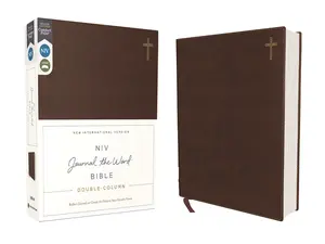 Niv, Journal the Word Bible, Double-Column, Leathersoft, Brown, Red Letter Edition, Comfort Print: Reflect, Take Notes, or Create Art Next to Your Fav -- Zondervan - Bible