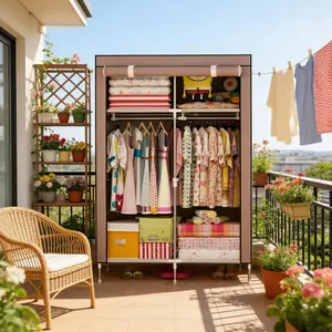 Heavy Duty 4 Cube Wardrobe, Sturdy Steel Frame, Dust & Moisture Resistant, Clothes Storage Cabinet for Bedroom & Entryway