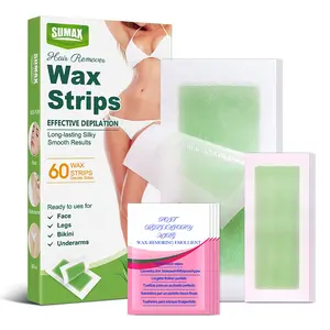 60 Count Underarm Wax Strips for Hair Removal Face Bikini Wax Strips for Brazilian Waxing Strips Body Hair Removal Brazilian Wax Kit for Women for All Skin Types Aloe Body Care