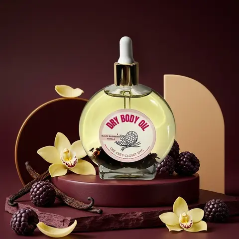 Black Raspberry Vanilla Scented Dry Body Oil - Moisturizing Formula for Skin without Grease